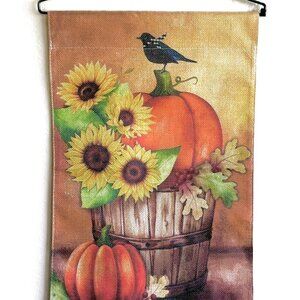 12x18 Fall Farmhouse Weather-Resistant Pumpkins Sunflowers Crow Garden Flag New